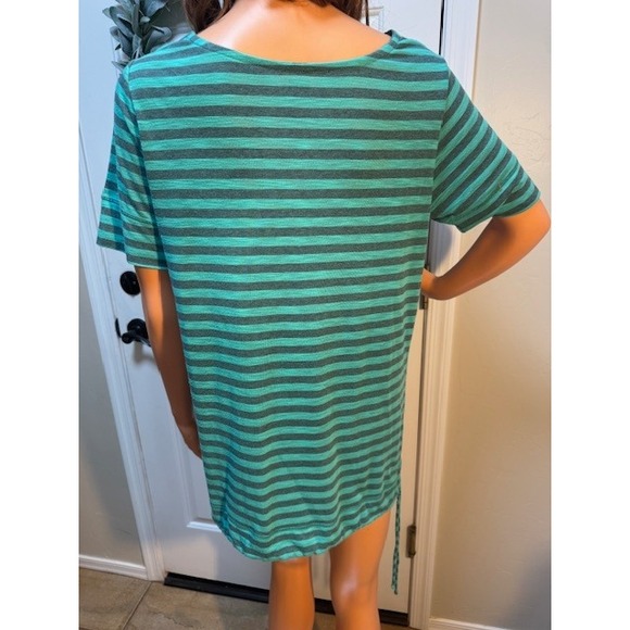 REI vintage short sleeve cowl boat neck long shirt drawstring tie hemline Size L - Picture 6 of 7